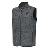 Men's Antigua Heather Charcoal Chicago Bulls Fortune Full-Zip Vest