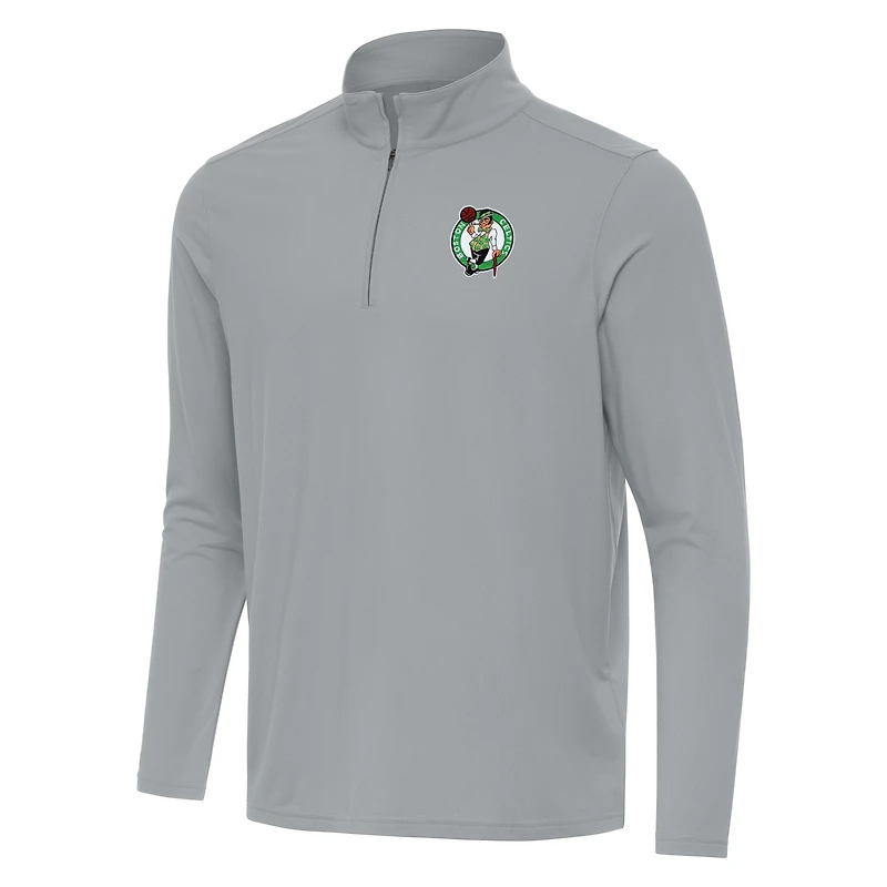 Men's Antigua Gray Boston Celtics Intent Quarter-Zip Top