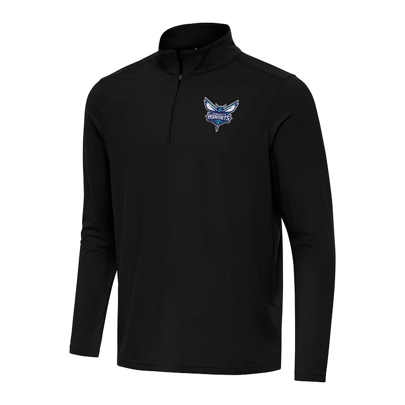 Men's Antigua Black Charlotte Hornets Intent Quarter-Zip Top