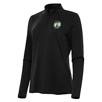 Women's Antigua Black Boston Celtics Reprocess Quarter-Zip Top