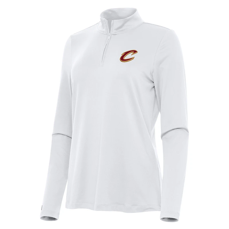 Women's Antigua White Cleveland Cavaliers Reprocess Quarter-Zip Top