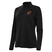 Women's Antigua Black Cleveland Cavaliers Reprocess Quarter-Zip Top