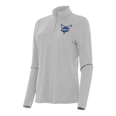 Women's Antigua  Heather Gray Charlotte Hornets Bright Quarter-Zip Top