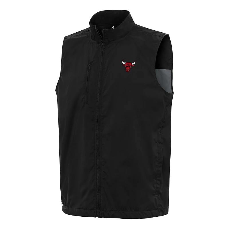 Men's Antigua  Black Chicago Bulls Brisk Full-Zip Vest