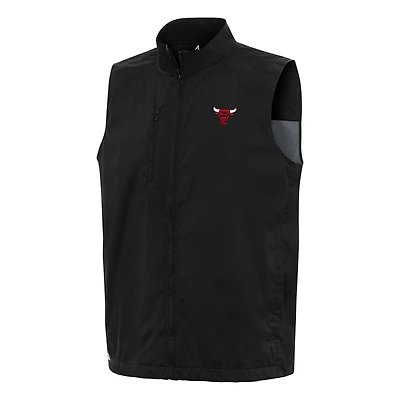 Men's Antigua  Black Chicago Bulls Brisk Full-Zip Vest
