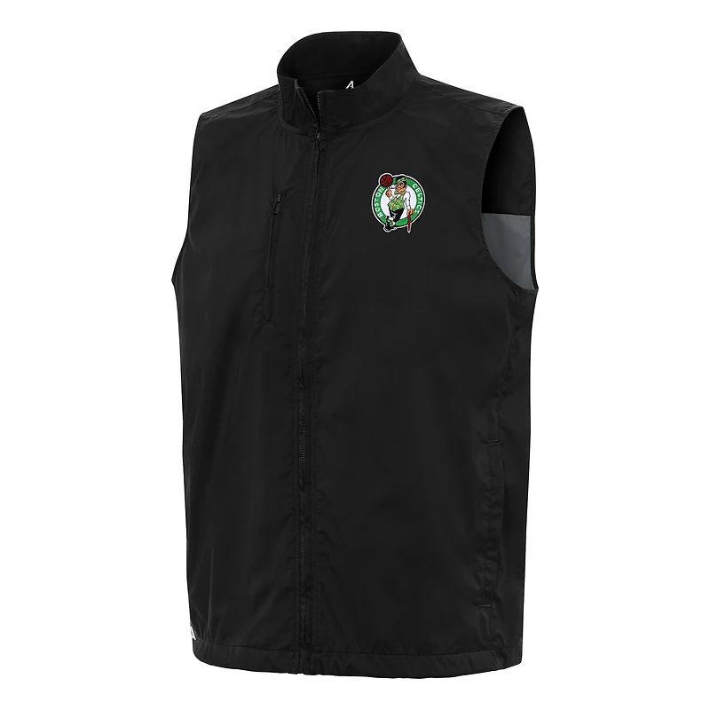 Men's Antigua Black Boston Celtics Brisk Full-Zip Vest