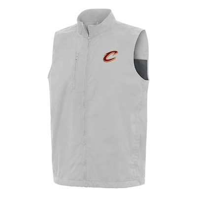 Men's Antigua Heather Gray Cleveland Cavaliers Brisk Full-Zip Vest