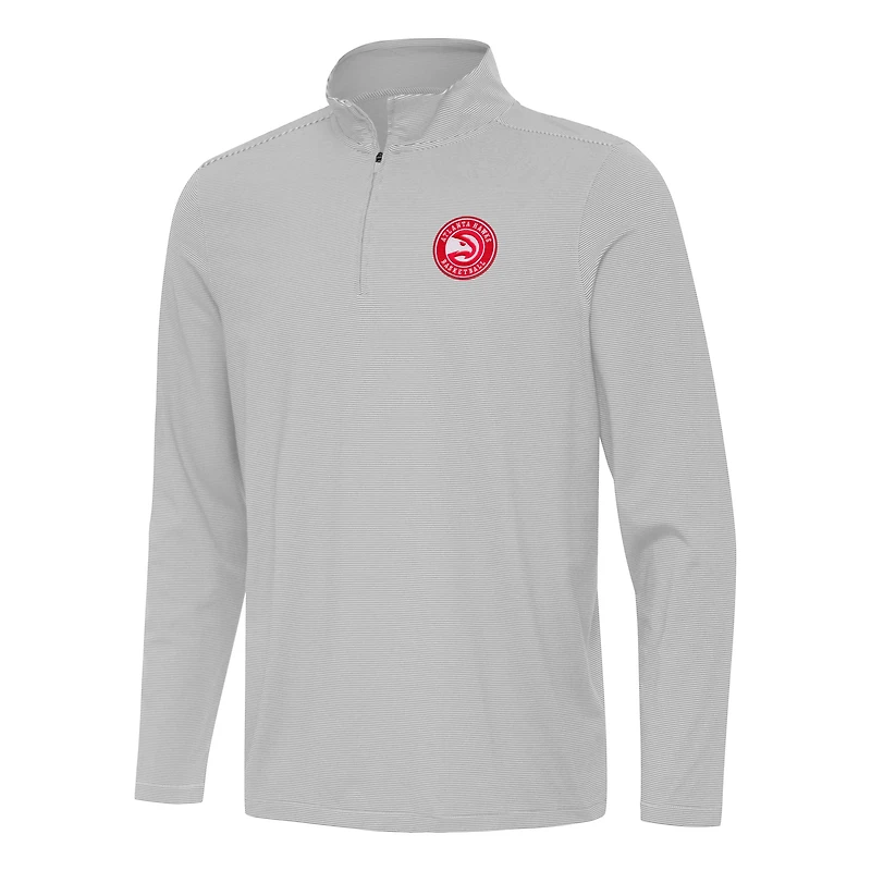 Men's Antigua Gray Atlanta Hawks Twine Quarter-Zip Top