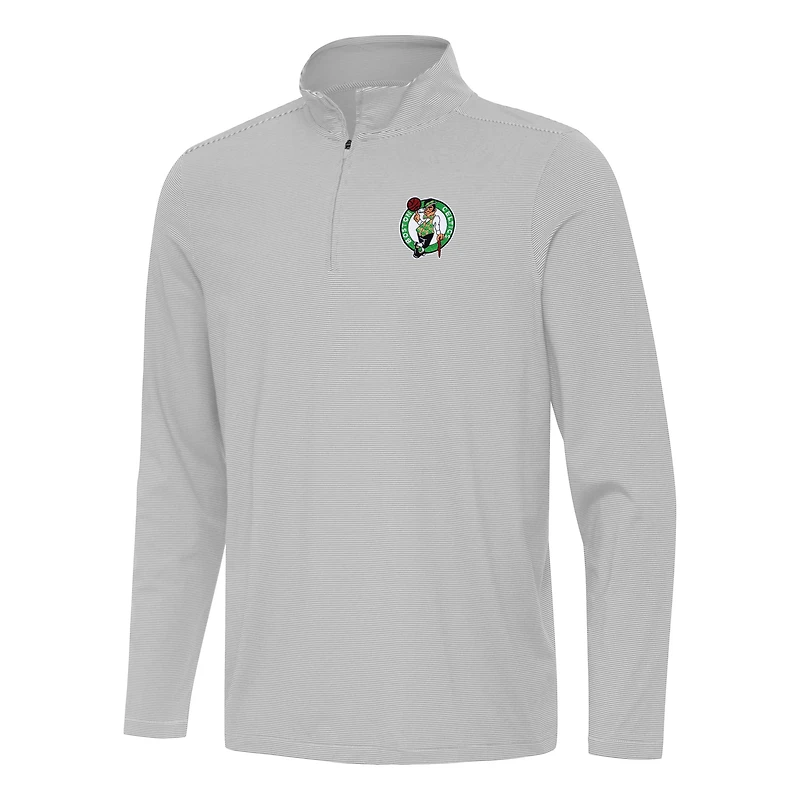Men's Antigua Gray Boston Celtics Twine Quarter-Zip Top