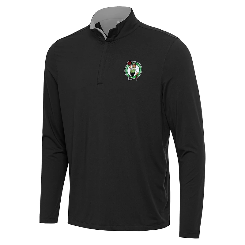 Men's Antigua Black/Gray Boston Celtics Content Quarter-Zip Top