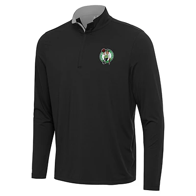 Men's Antigua Black/Gray Boston Celtics Content Quarter-Zip Top