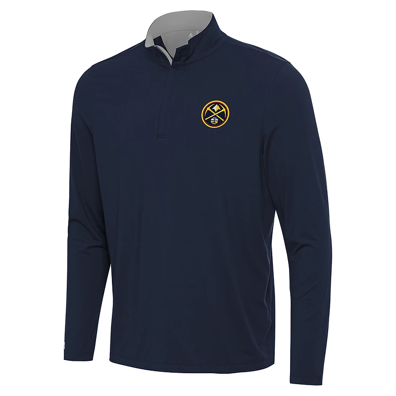 Men's Antigua Navy/Gray Denver Nuggets Content Quarter-Zip Top