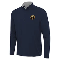 Men's Antigua Navy/Gray Denver Nuggets Content Quarter-Zip Top