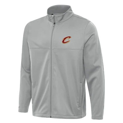 Men's Antigua Gray Cleveland Cavaliers Links 2 Full-Zip Golf Jacket