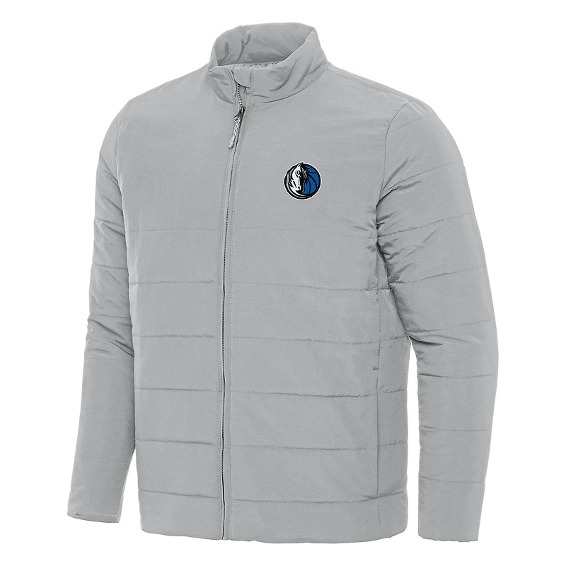 Men's Antigua Gray Dallas Mavericks Swelter Full-Zip Puffer Jacket
