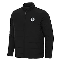 Men's Antigua Black Brooklyn Nets Swelter Full-Zip Puffer Jacket