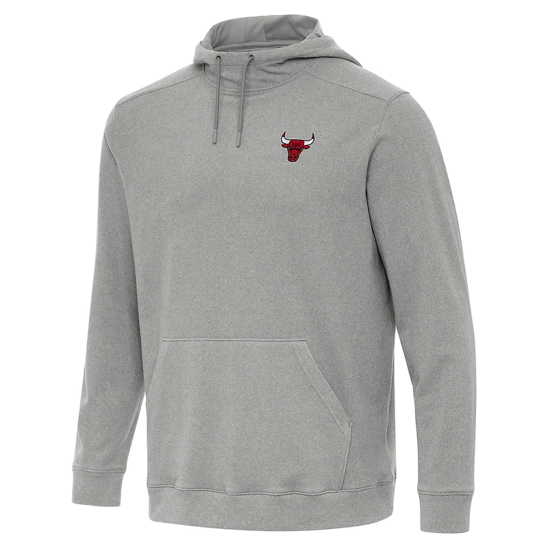 Men's Antigua Heather Gray Chicago Bulls Cloud Pullover Hoodie