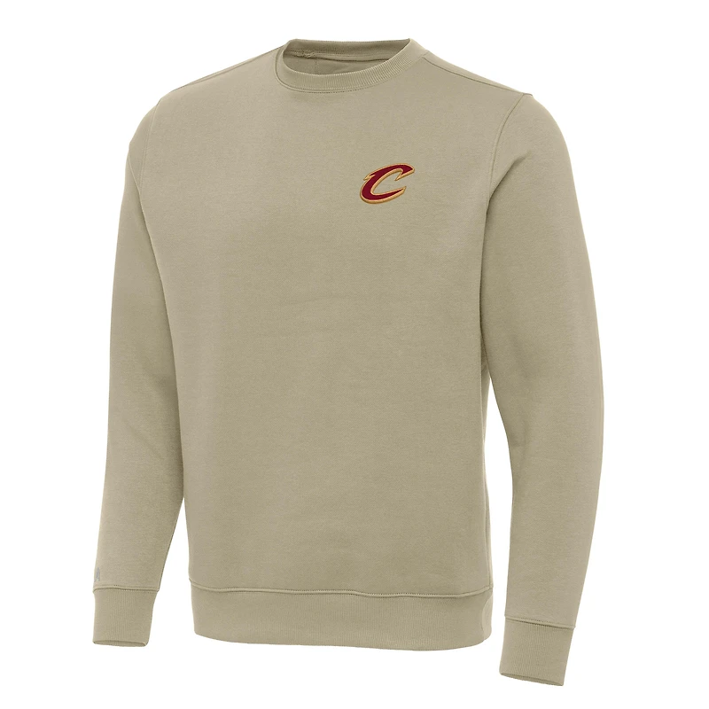 Men's Antigua Khaki Cleveland Cavaliers Victory Crewneck Pullover Sweatshirt