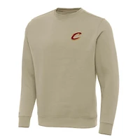 Men's Antigua Khaki Cleveland Cavaliers Victory Crewneck Pullover Sweatshirt
