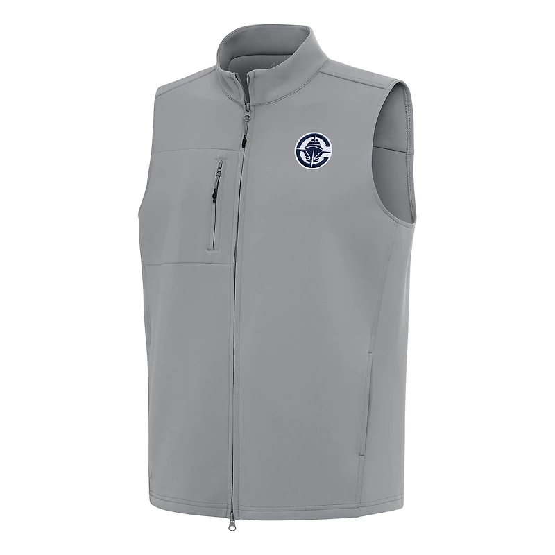 Men's Antigua Gray LA Clippers Demand Full-Zip Vest