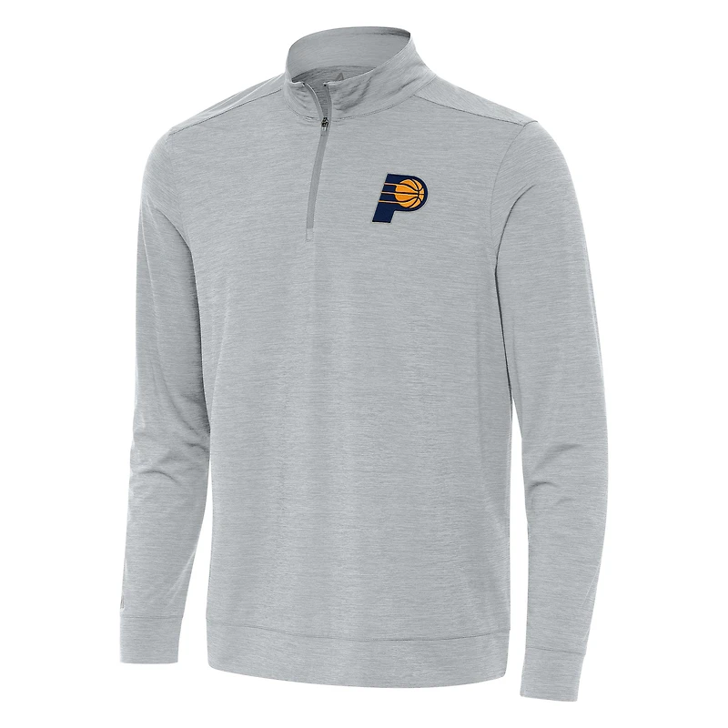 Men's Antigua Heather Gray Indiana Pacers Bright Quarter-Zip Top