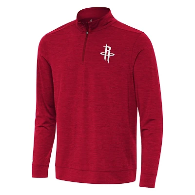 Men's Antigua Heather Red Houston Rockets Bright Quarter-Zip Top