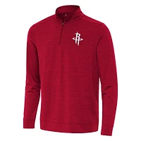 Men's Antigua Heather Red Houston Rockets Bright Quarter-Zip Top
