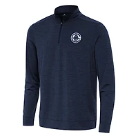 Men's Antigua Heather Navy LA Clippers Bright Quarter-Zip Top