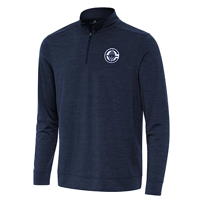 Men's Antigua Heather Navy LA Clippers Bright Quarter-Zip Top