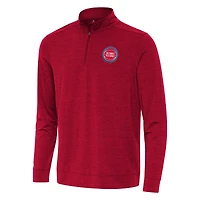 Men's Antigua Heather Red Detroit Pistons Bright Quarter-Zip Top