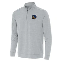 Men's Antigua Heather Gray Golden State Warriors Bright Quarter-Zip Top