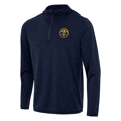 Men's Antigua Heather Navy Denver Nuggets Tidy Quarter-Zip Hoodie