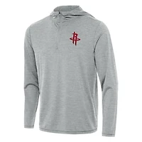 Men's Antigua Heather Gray Houston Rockets Tidy Quarter-Zip Hoodie