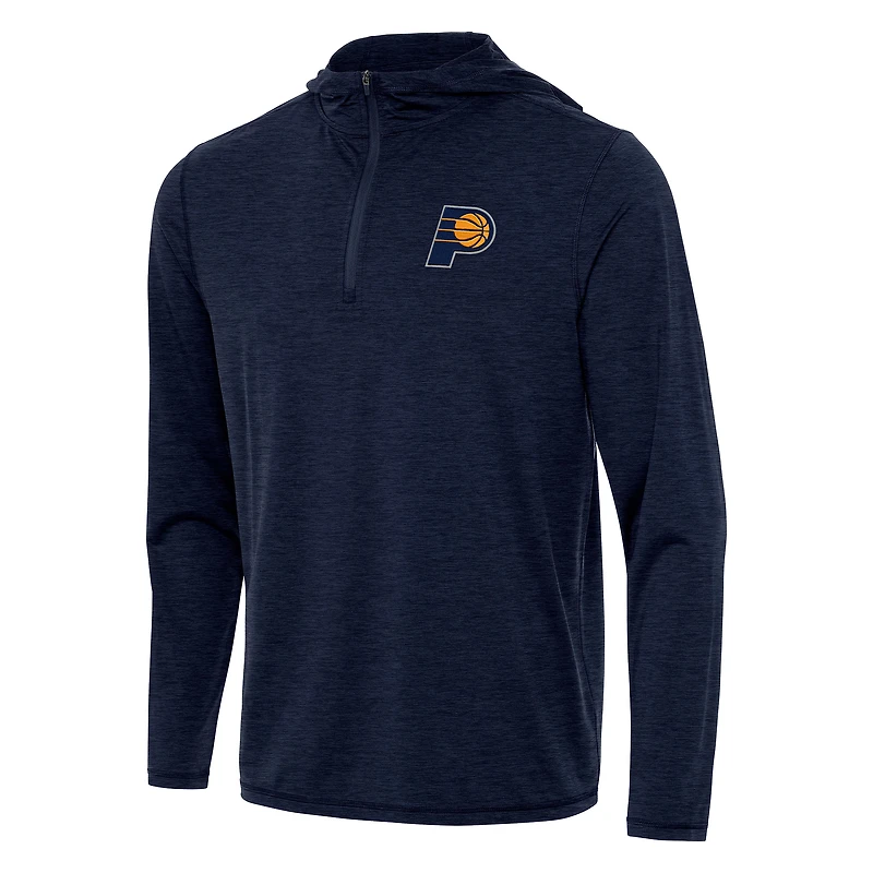 Men's Antigua Heather Navy Indiana Pacers Tidy Quarter-Zip Hoodie