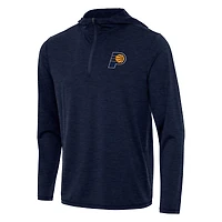 Men's Antigua Heather Navy Indiana Pacers Tidy Quarter-Zip Hoodie