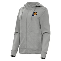 Women's Antigua Heather Gray Indiana Pacers Seeker Full-Zip Hoodie Jacket