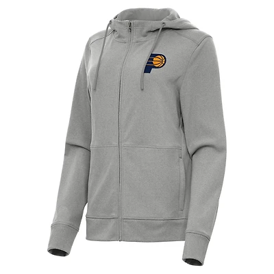 Women's Antigua Heather Gray Indiana Pacers Seeker Full-Zip Hoodie Jacket