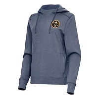 Women's Antigua Heather Navy Denver Nuggets Justice Pullover Hoodie
