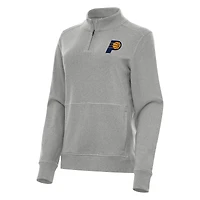 Women's Antigua Heather Gray Indiana Pacers Crush Quarter-Zip Fleece Sweatshirt