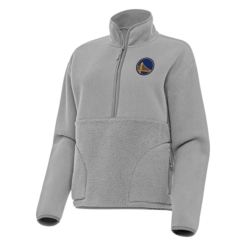 Women's Antigua Gray Golden State Warriors Figure Half-Zip Pullover Sweatshirt