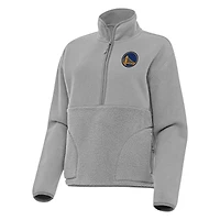 Women's Antigua Gray Golden State Warriors Figure Half-Zip Pullover Sweatshirt