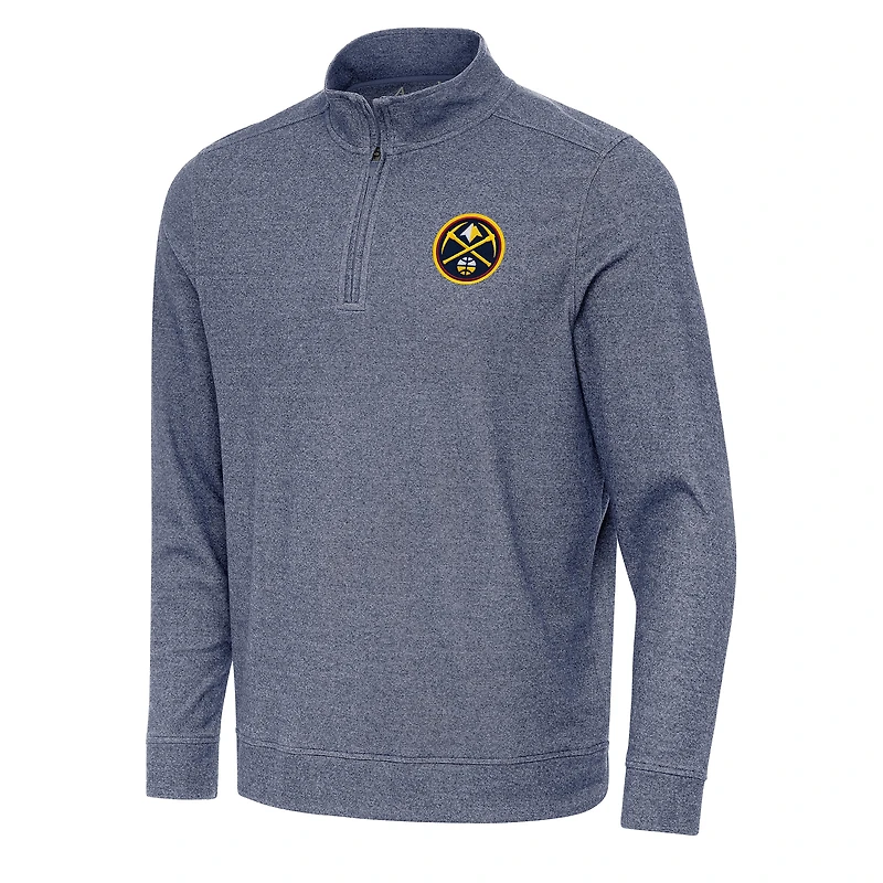 Men's Antigua Heather Navy Denver Nuggets Subtle Quarter-Zip Sweatshirt