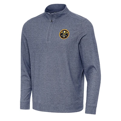 Men's Antigua Heather Navy Denver Nuggets Subtle Quarter-Zip Sweatshirt
