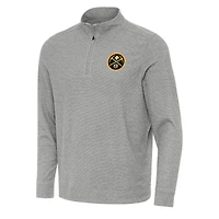 Men's Antigua Heather Gray Denver Nuggets Subtle Quarter-Zip Sweatshirt