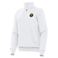 Women's Antigua White Denver Nuggets Victory Quarter-Zip Sweatshirt