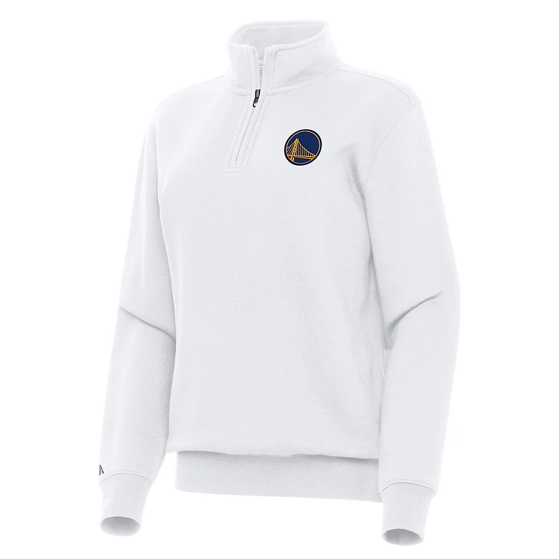 Women's Antigua White Golden State Warriors Victory Quarter-Zip Sweatshirt