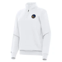 Women's Antigua White Golden State Warriors Victory Quarter-Zip Sweatshirt
