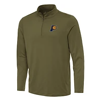 Men's Antigua Olive Indiana Pacers Reprocess Quarter-Zip Top