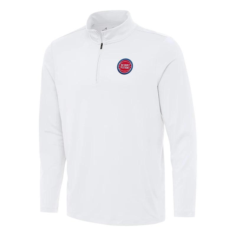 Men's Antigua White Detroit Pistons Reprocess Quarter-Zip Top