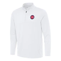 Men's Antigua White Detroit Pistons Reprocess Quarter-Zip Top